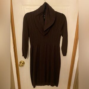Ann Taylor Chocolate Brown Long Sleeve Sweater Dress